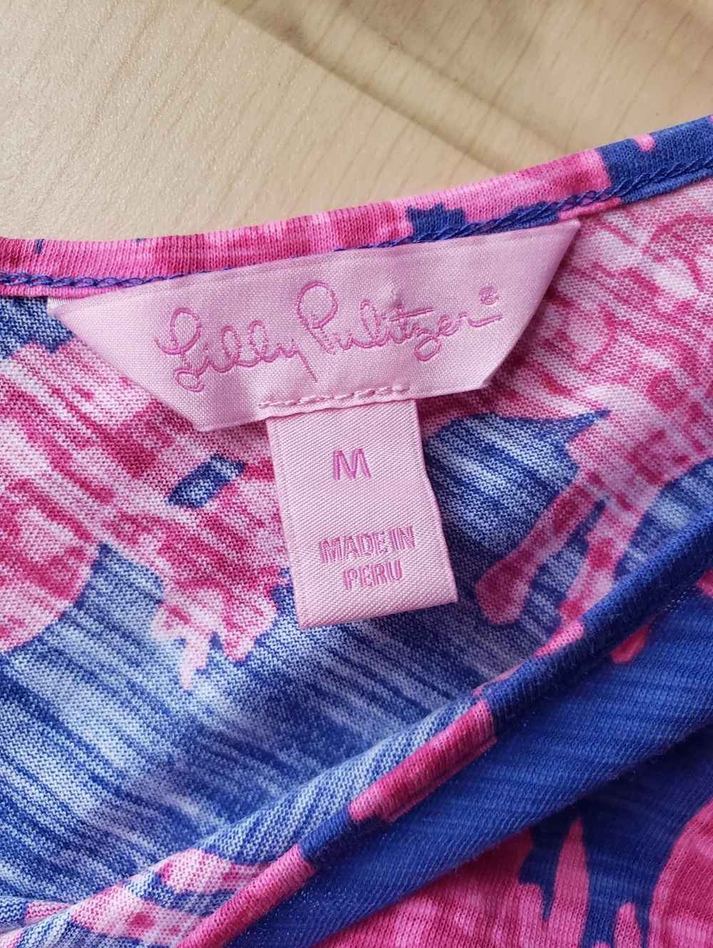 Lilly Pulitzer 100% Cotton Blue & Pink V-Neck Sleeveless Tank - Picture 2 of 4